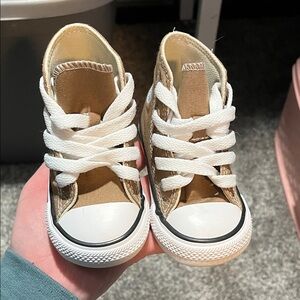 Converse Kids Tan and White High-Top Sneakers